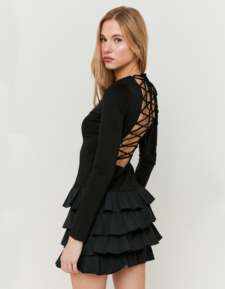 TALLY WEiJL, Vestito Corto Nero con Volants for Women