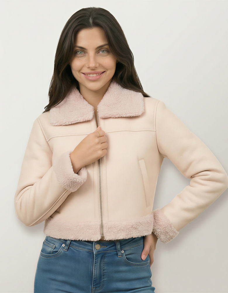TALLY WEiJL, Veste Aviateur Rose en Similicuir for Women