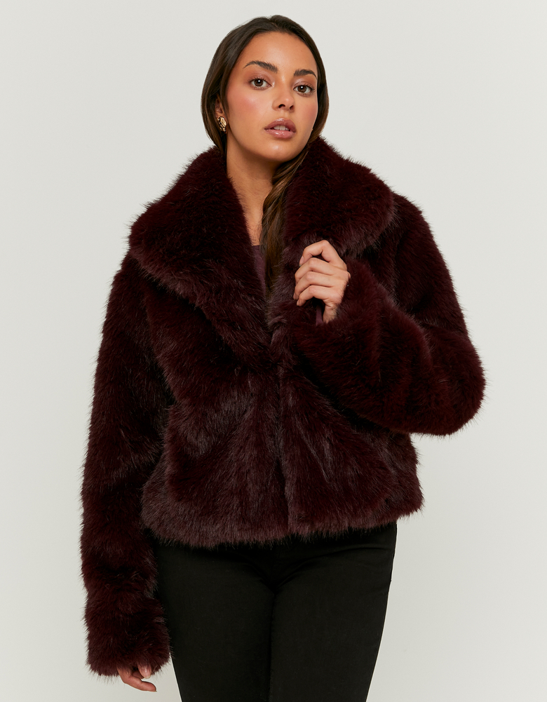 TALLY WEiJL, Burgundy Faux Fur Jacket for Women