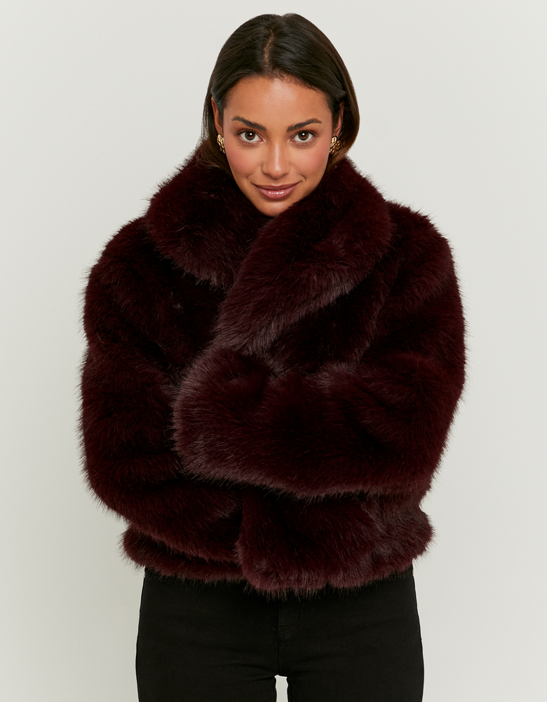 TALLY WEiJL, Burgundy Faux Fur Jacket for Women