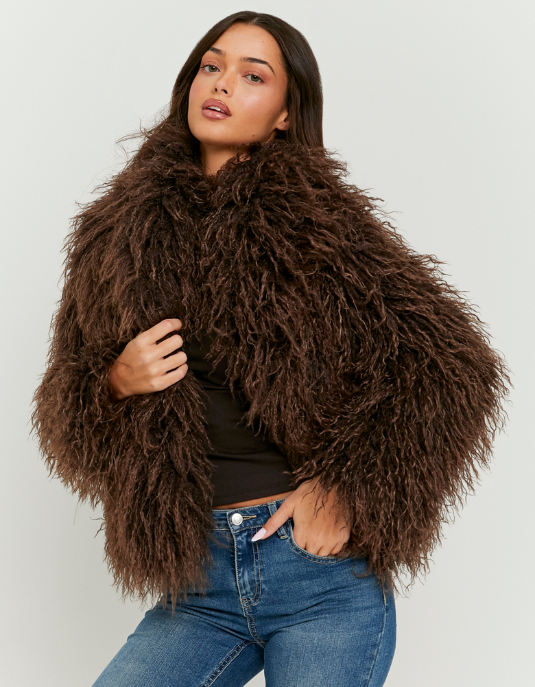 TALLY WEiJL, Giacca Marrone in Eco-Pelliccia for Women