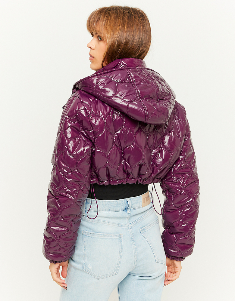TALLY WEiJL, Violette gefütterte Cropped Jacke mit Vinyl Effect for Women