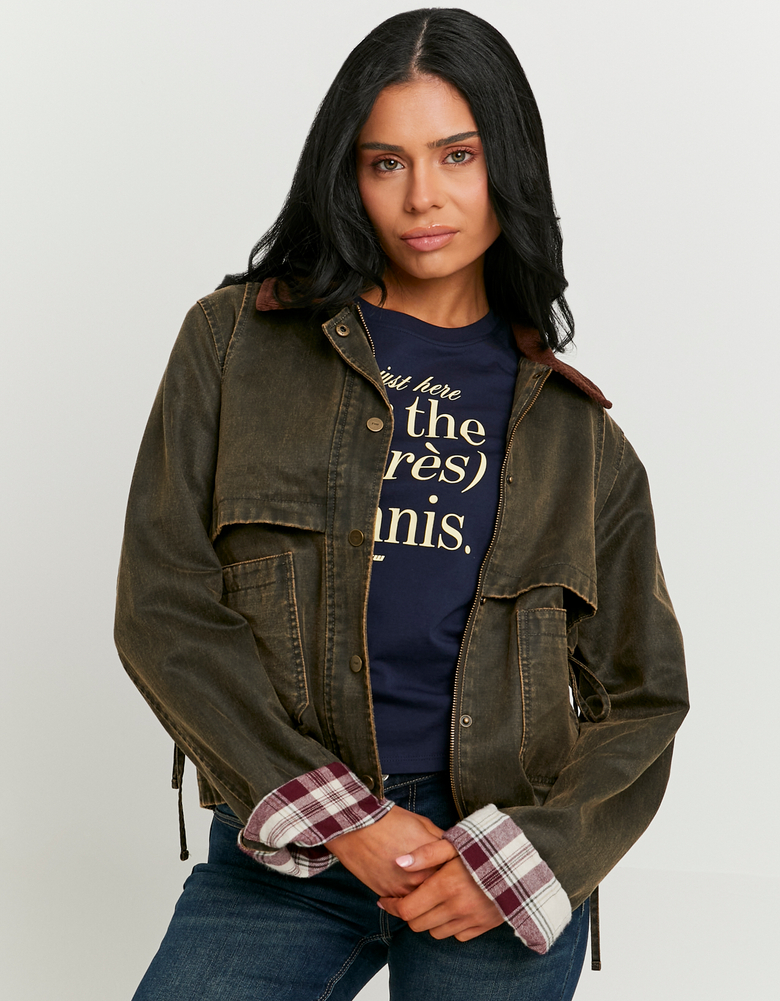 Khakifarbene Jacke mit Cordkragen | TALLY WEiJL