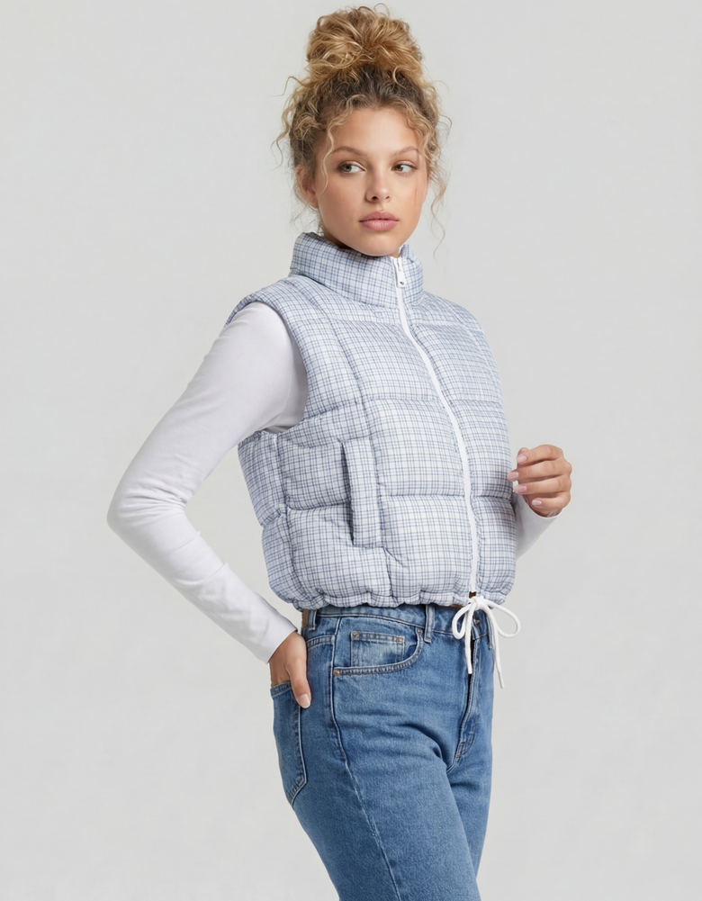 TALLY WEiJL, Doudoune Légère Sans Manches à Imprimé Vichy for Women