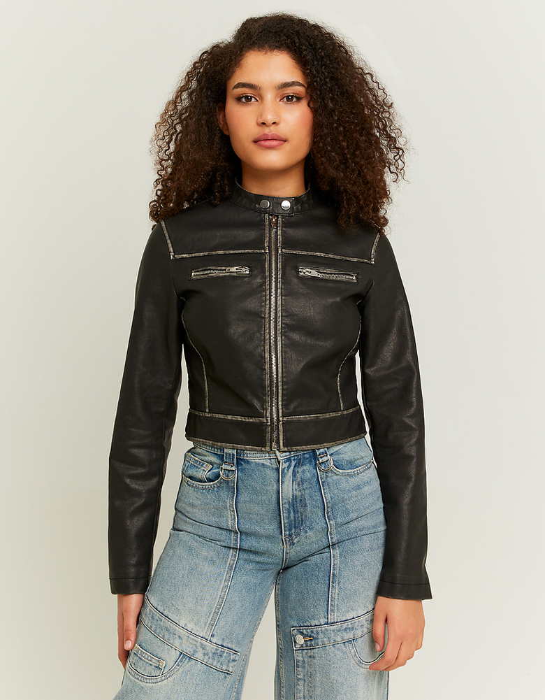 Black Faux Leather Jacket | TALLY WEiJL Netherlands
