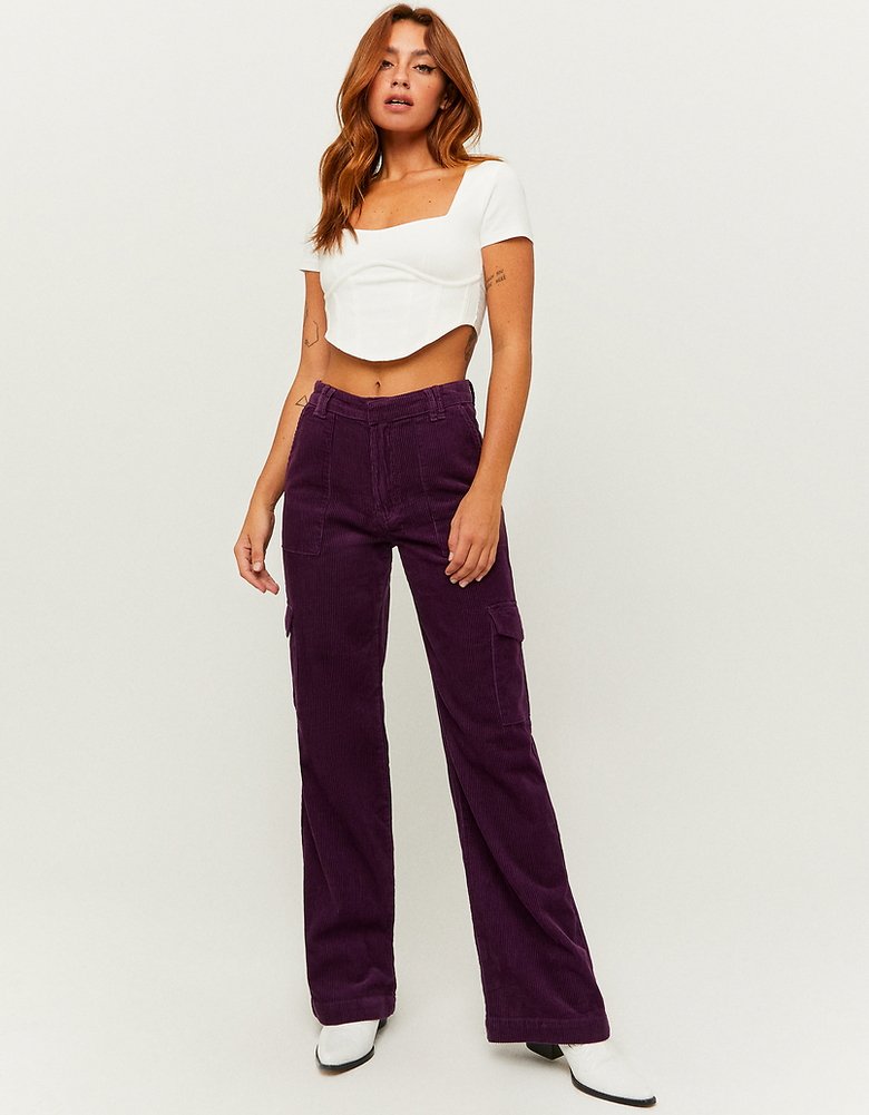 Pantalon Taille Haute Cargo Violet | TALLY WEiJL