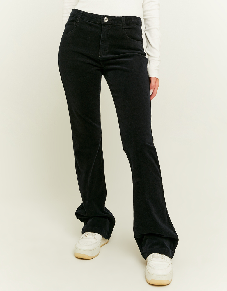 TALLY WEiJL, Pantalone Bootcut Nero in Velluto a Coste for Women
