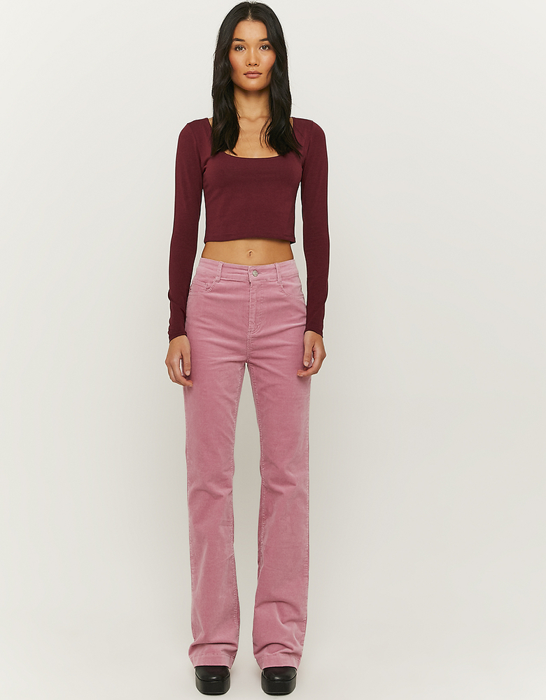 Pantalon Flare Taille Haute en Velour Côtelé | TALLY WEiJL