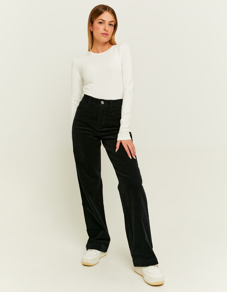 TALLY WEiJL, Black Corduroy Wide Leg Pant for Women