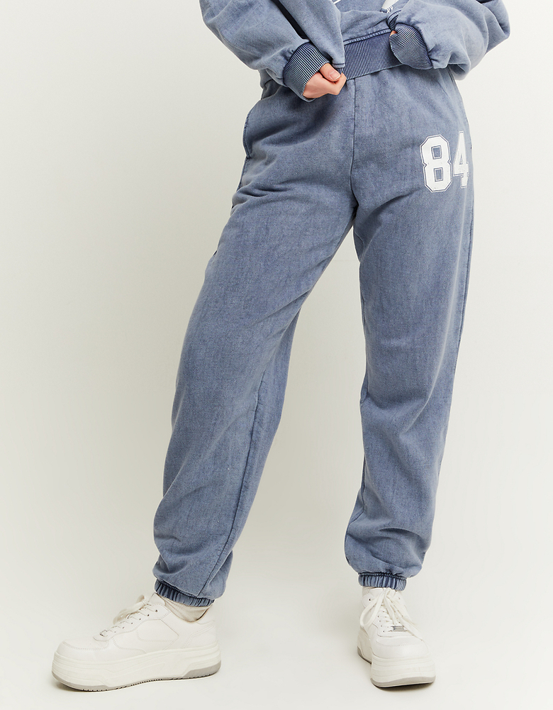 Denim Wash Printed Relaxed Leg Joggers | TALLY WEiJL