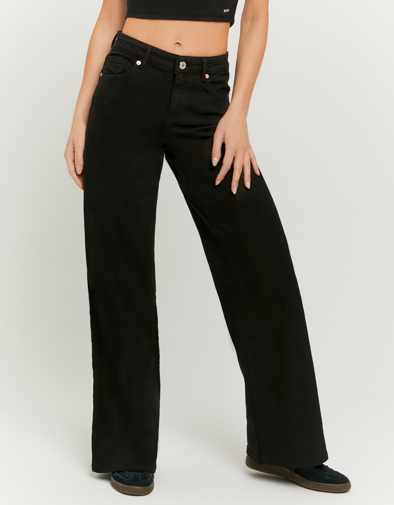 Schwarze High-Waist-Jeans mit weitem Bein | TALLY WEiJL