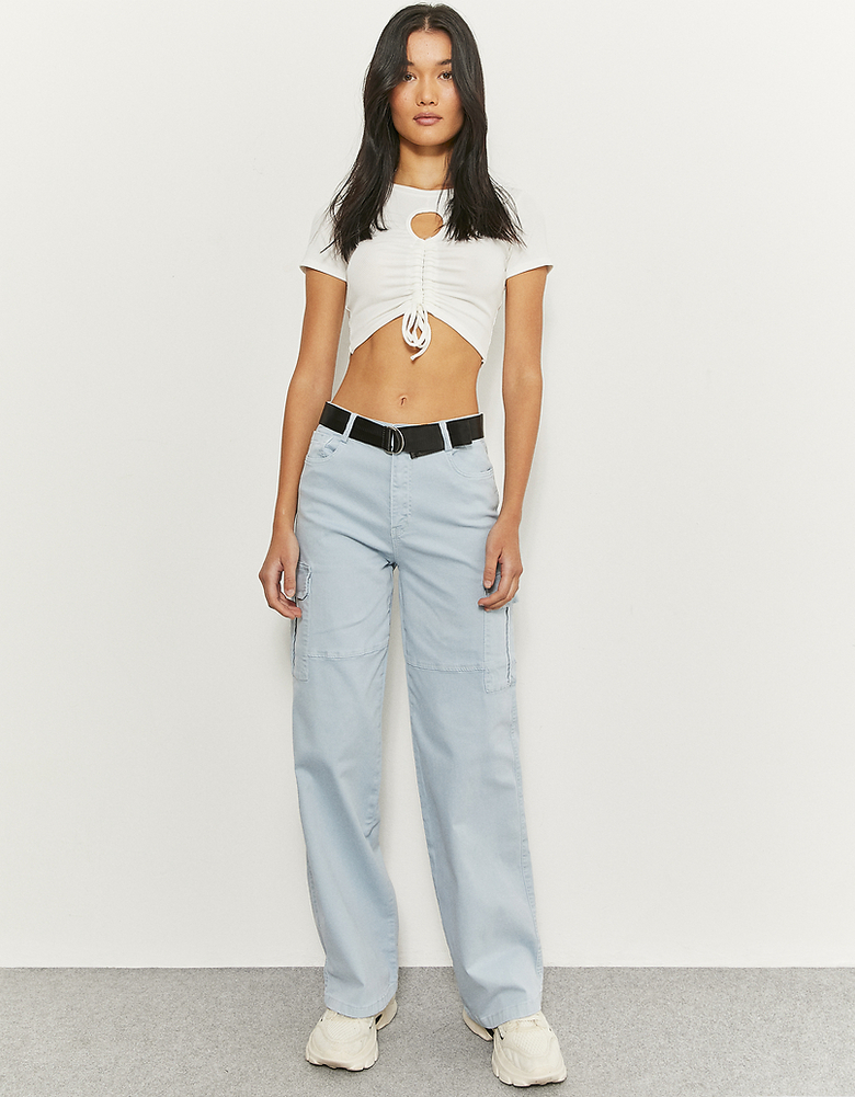 Wide Leg Cargo Trousers with Belt | TALLY WEiJL