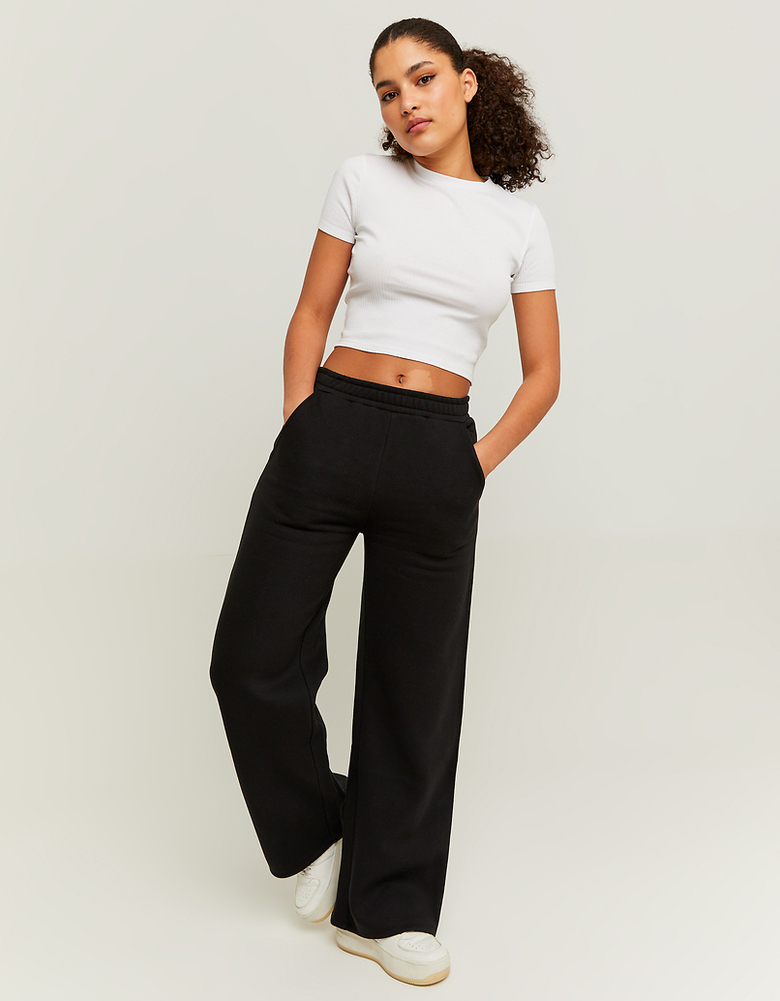 Black wide leg jogging trousers | TALLY WEiJL