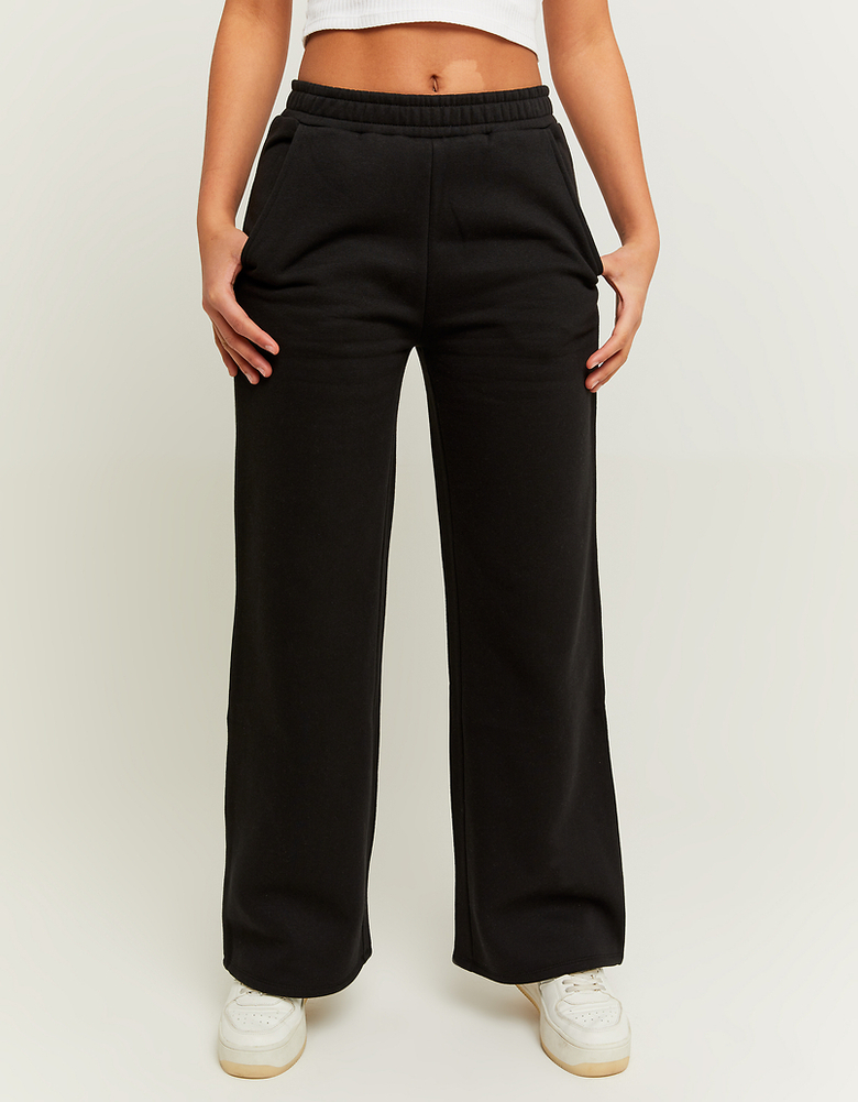 Black wide leg jogging trousers | TALLY WEiJL