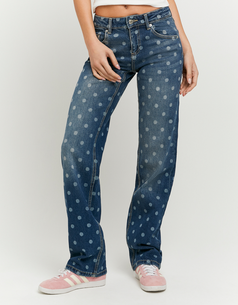 Blaue Straight Jeans mit Punkten | TALLY WEiJL