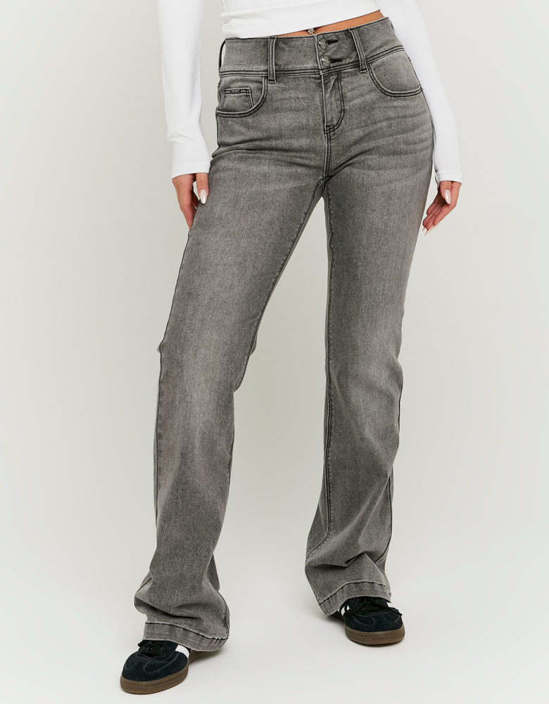 TALLY WEiJL, Jeans Bootcut a Vita Media Grigio for Women