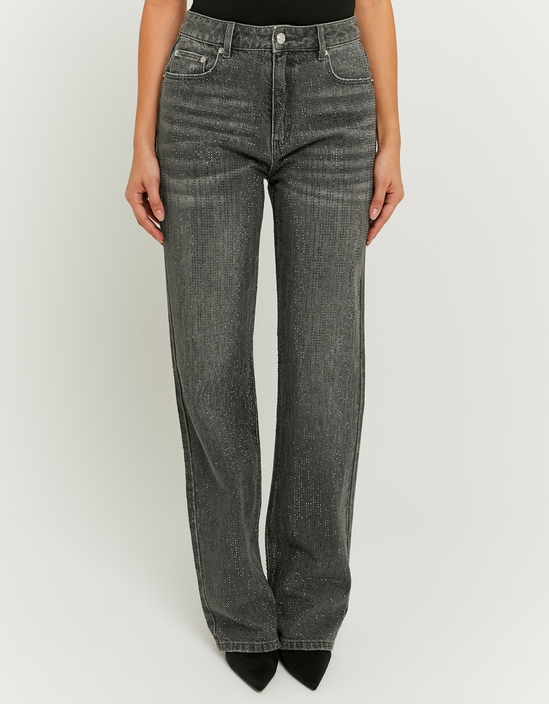 TALLY WEiJL, Jeans Grigi a Vita Alta e Gamba Dritta for Women