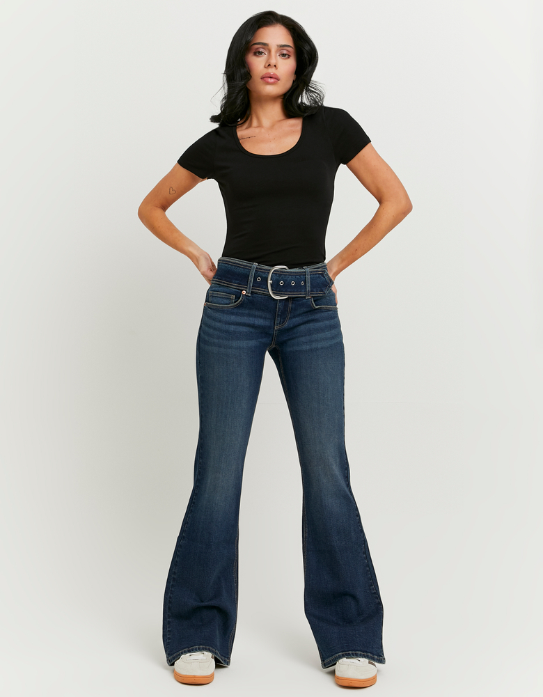 TALLY WEiJL, Jeans Blu a vita Media con Taglio Bootcut e Cintura for Women