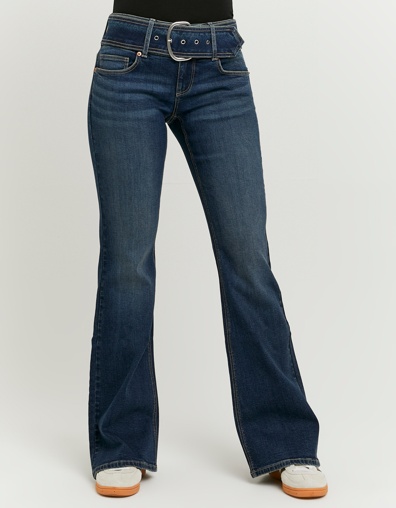 TALLY WEiJL, Jeans Blu a vita Media con Taglio Bootcut e Cintura for Women