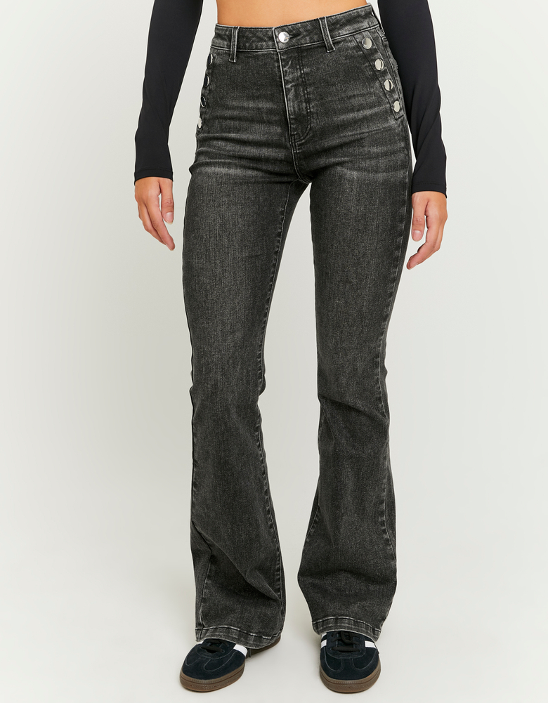 TALLY WEiJL, Παντελόνι Τζιν Γκρι Mid Waist Flare for Women