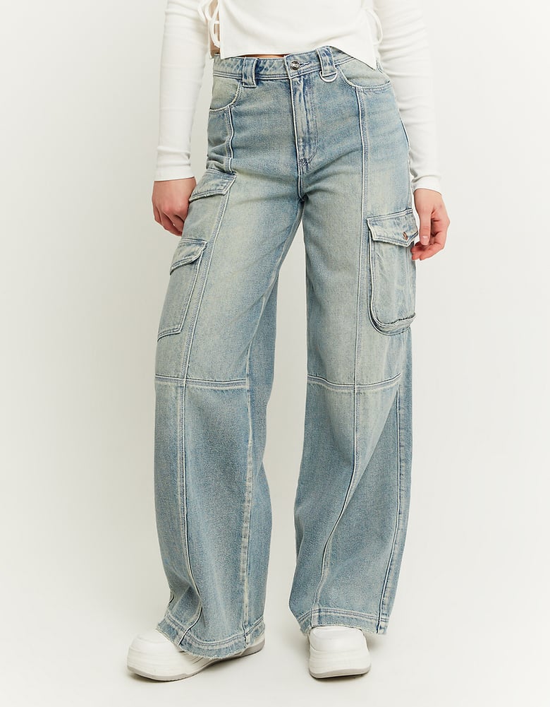 Jean Cargo Wide Leg Taille Haute avec Détails | TALLY WEiJL