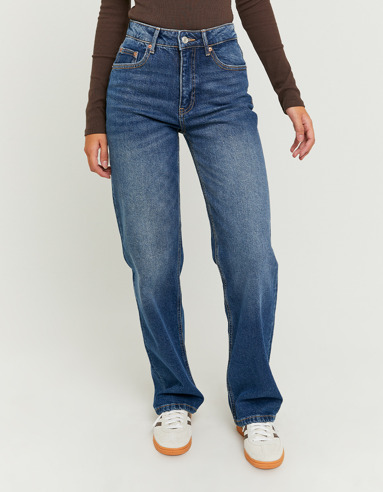 TALLY WEiJL, Dunkelblaue High Waist Straight Leg Jeans for Women