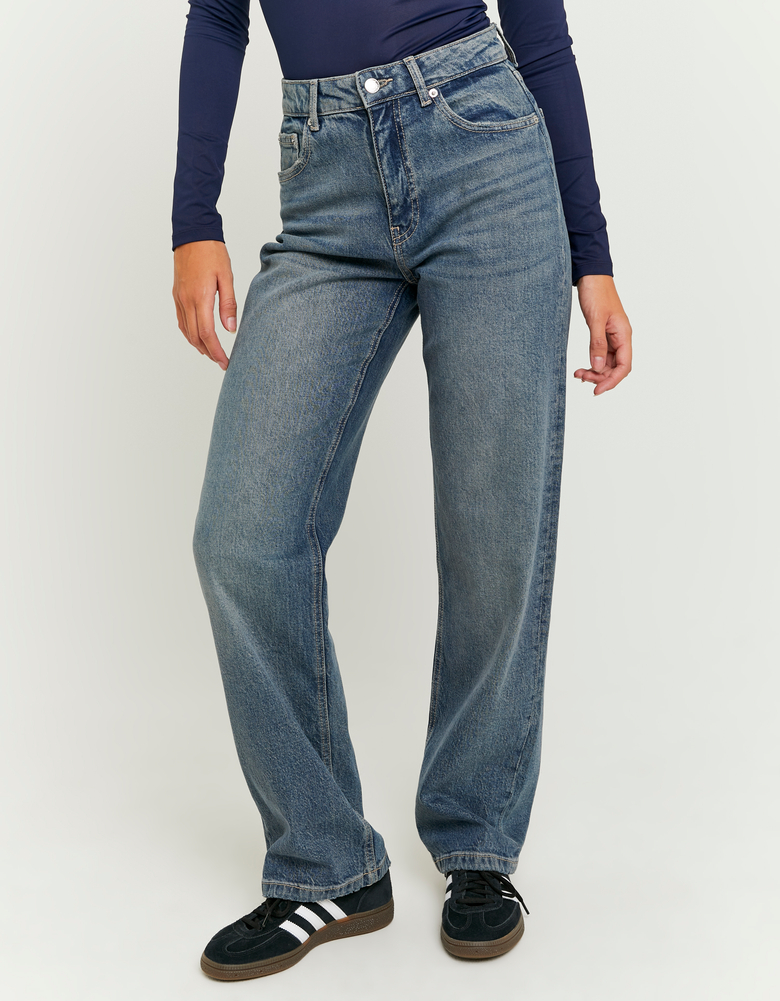 TALLY WEiJL, Blue High Waist Straight Leg Jeans for Women