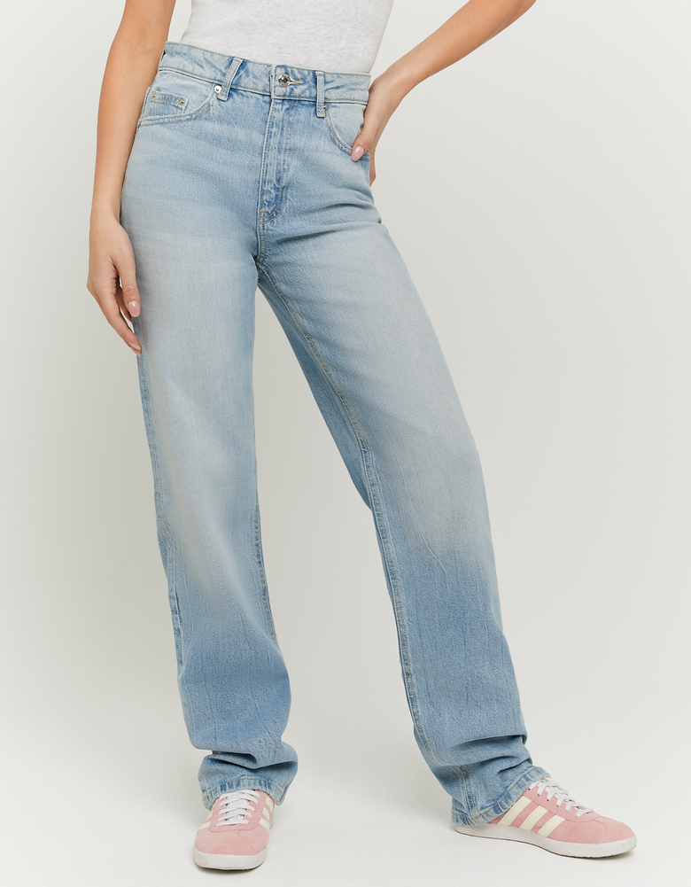 Blaue High Waist Straight Leg Jeans | TALLY WEiJL