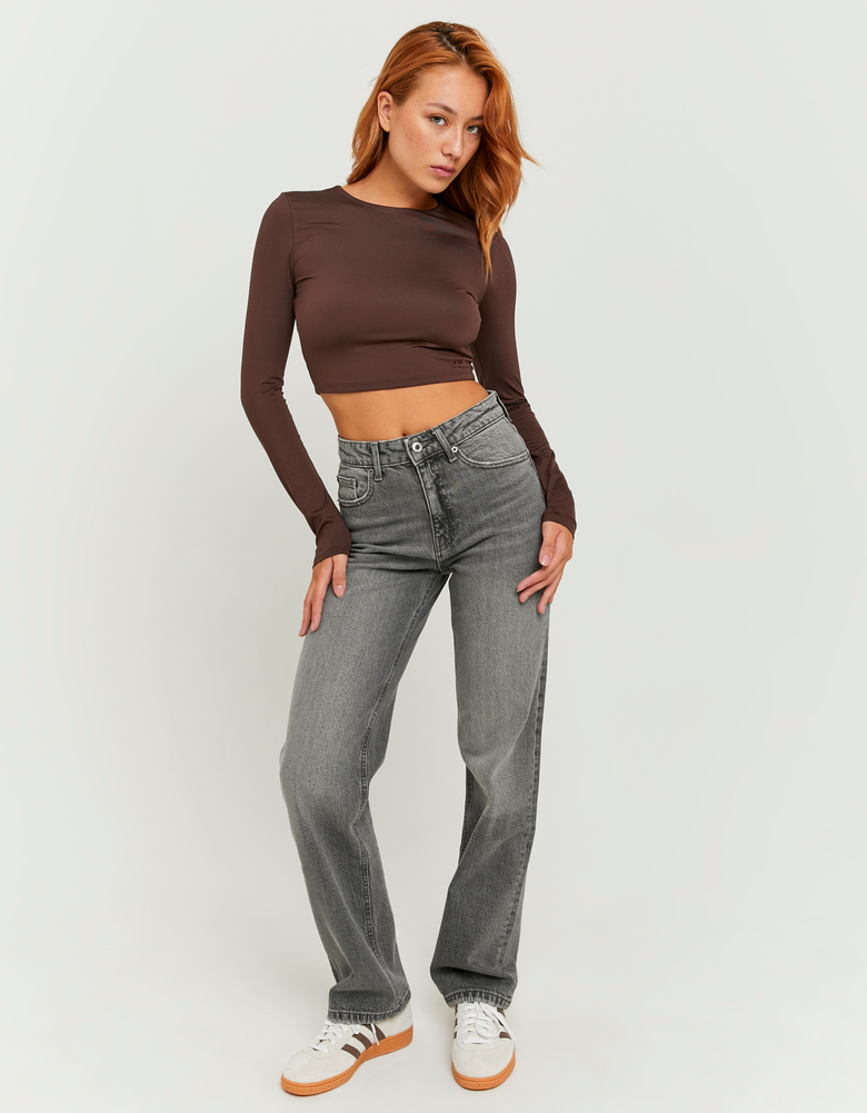Graue High Waist Straight Leg Jeans | TALLY WEiJL
