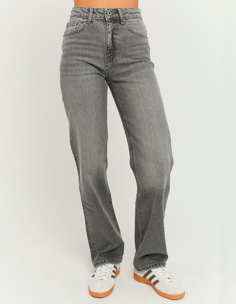 Graue High Waist Straight Leg Jeans | TALLY WEiJL