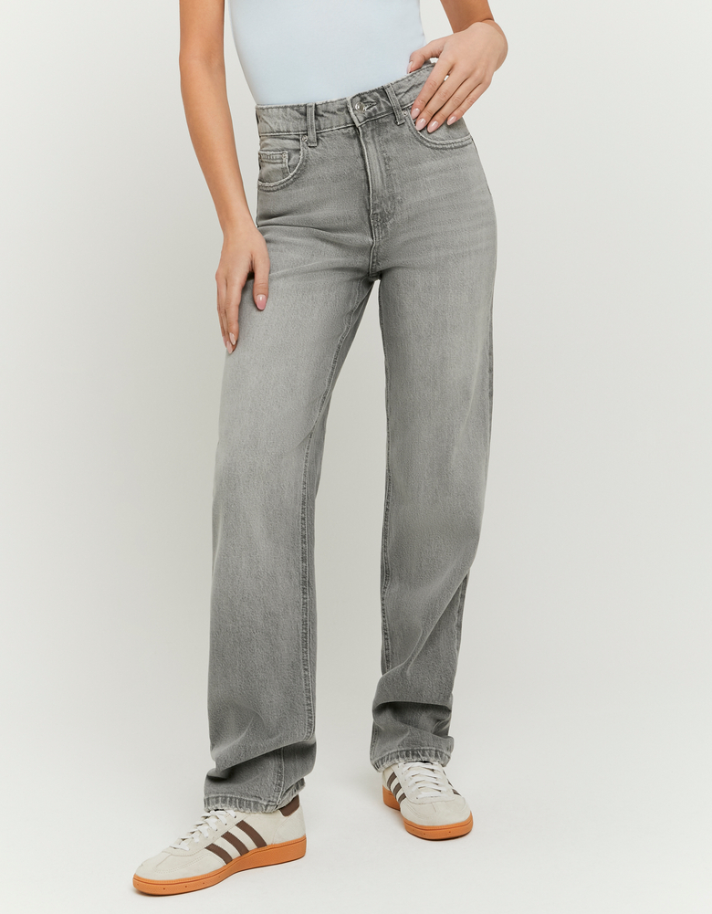 Grey High Waist Straight Leg Jeans | TALLY WEiJL