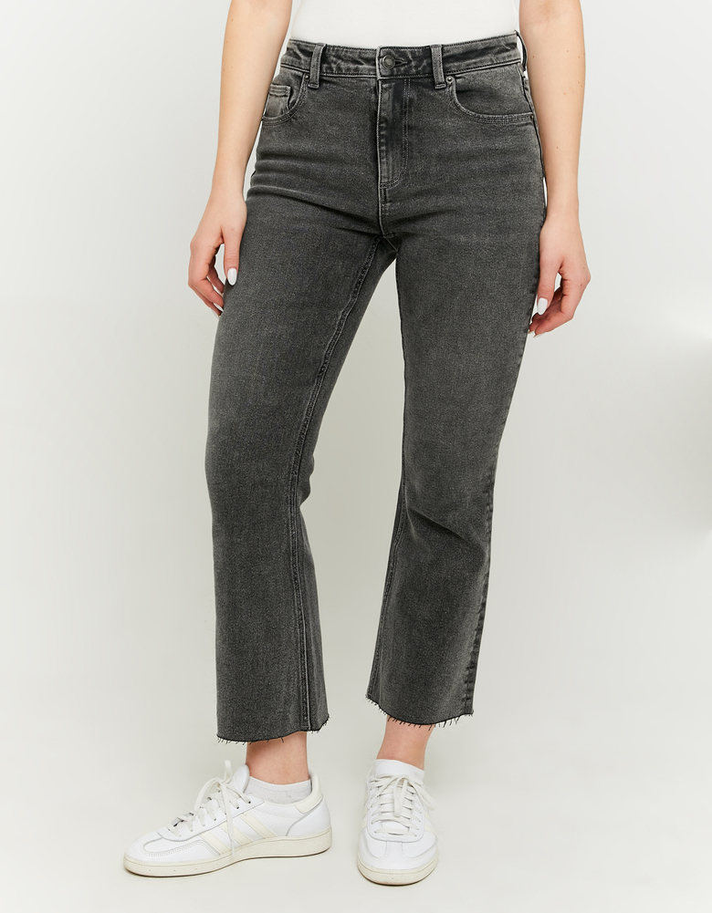 TALLY WEiJL, Jean Cropped Flare Gris Taille Haute for Women