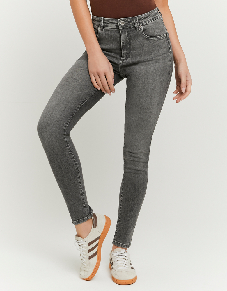 Graue Mid Waist Skinny Jeans | TALLY WEiJL
