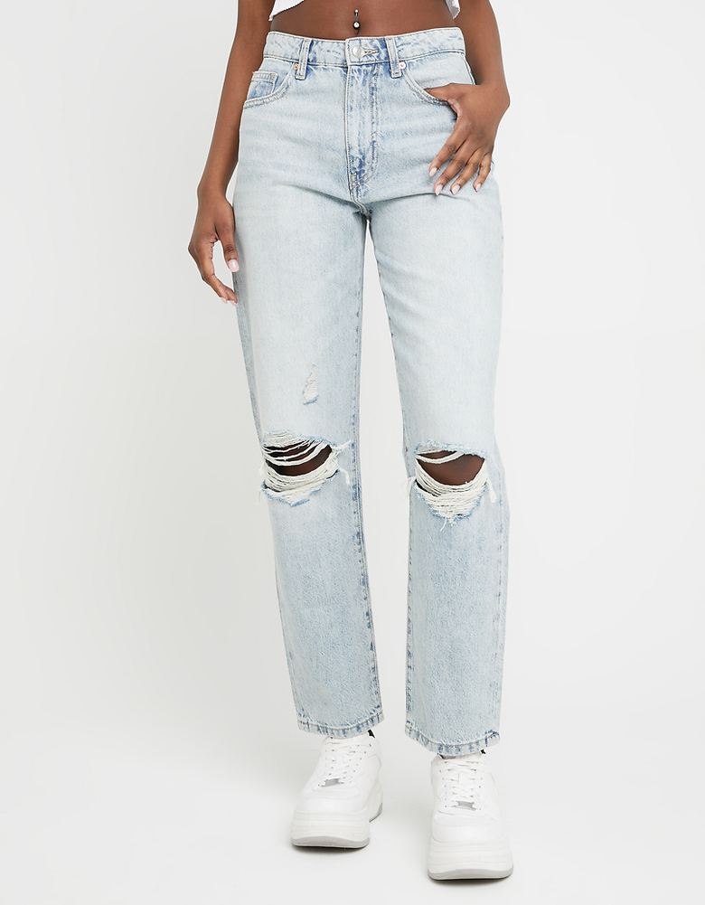 Jeans Mom Strappati a Vita Alta | TALLY WEiJL