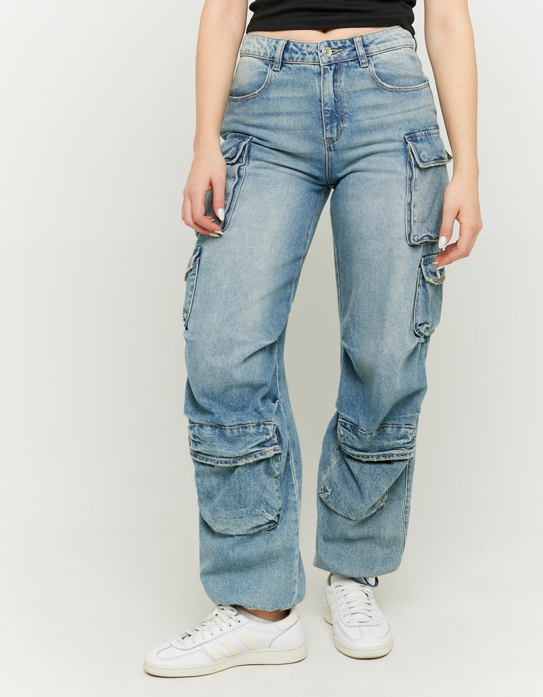 Jean Cargo Parachute Bleu Foncé Taille Mi-haute | TALLY WEiJL