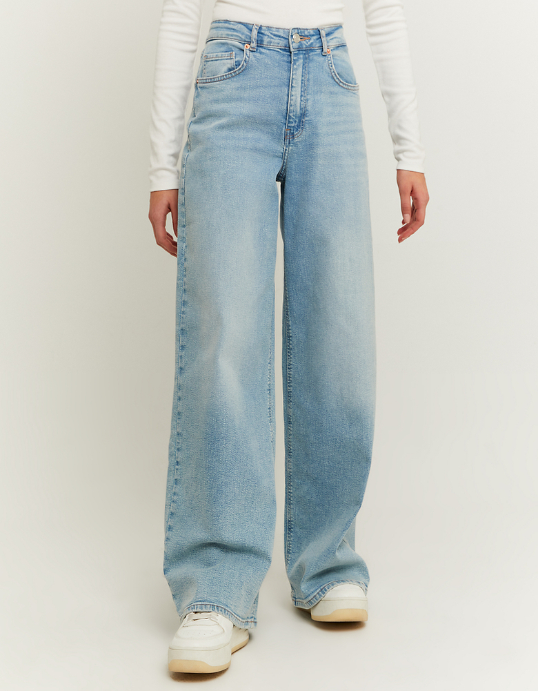 Jeans Baggy Vita Alta Donna Vetinee - Wide Leg Con Elastico, Comodi E Stretch