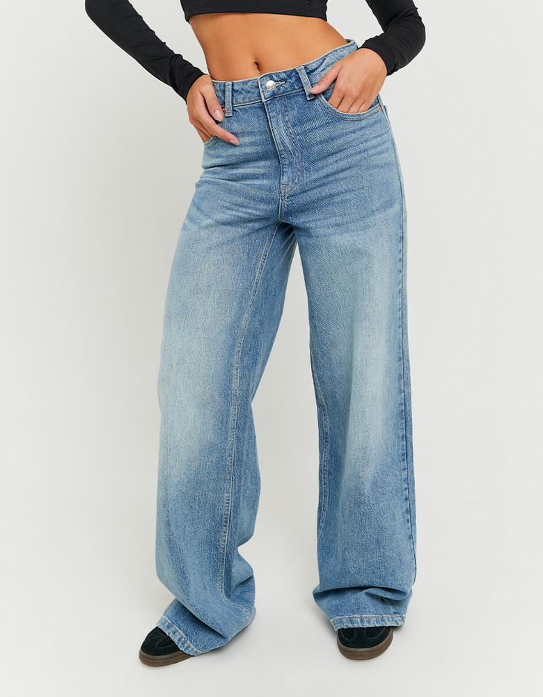 TALLY WEiJL, Jeans Blu a gamba larga e vita alta for Women