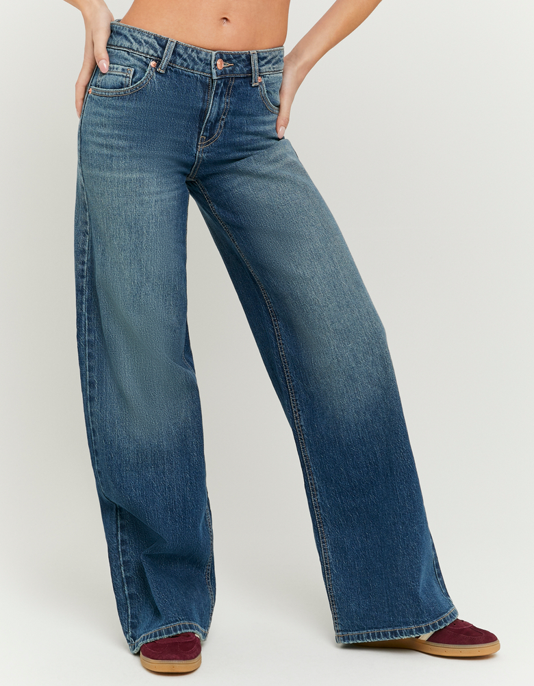 Blaue Mid-Waist Wide-Leg Jeans | TALLY WEiJL