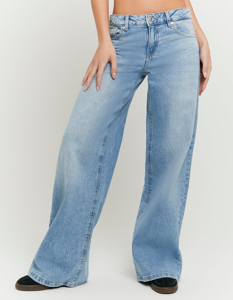 Blaue Mid-Waist Wide-Leg Jeans | TALLY WEiJL
