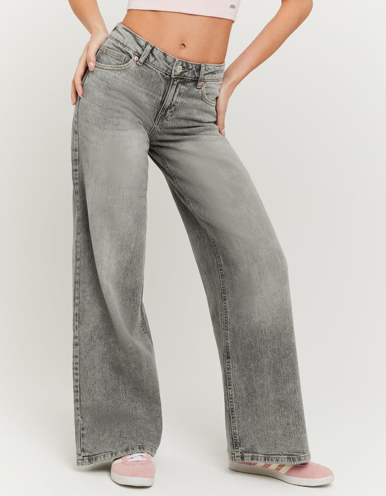 Graue Mid-Waist Wide-Leg Jeans | TALLY WEiJL