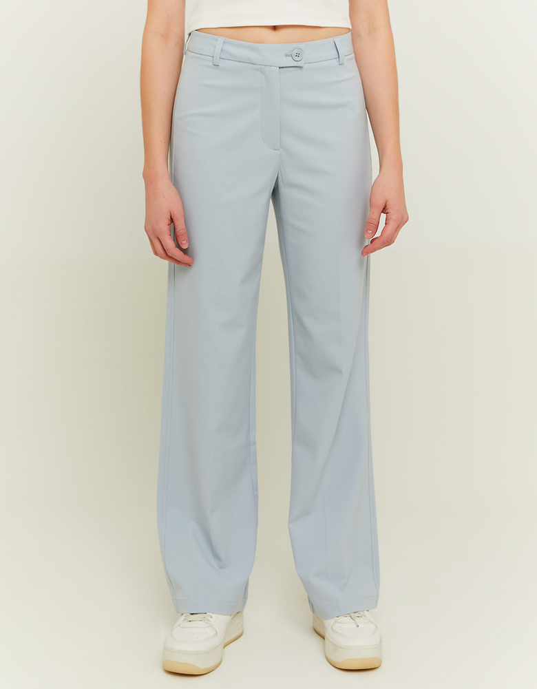Blue Loose Straight Leg Trousers | TALLY WEiJL