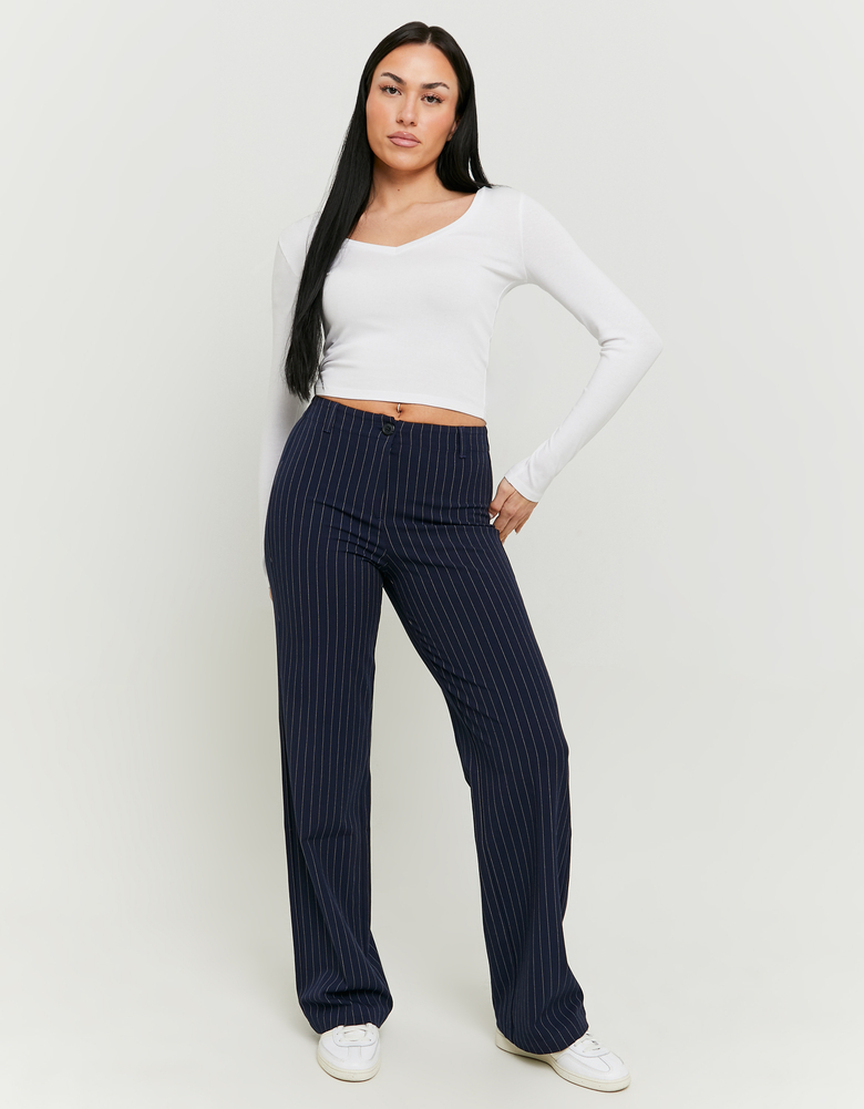 Pantalon Droit Rayé Taille Mi-Haute | TALLY WEiJL