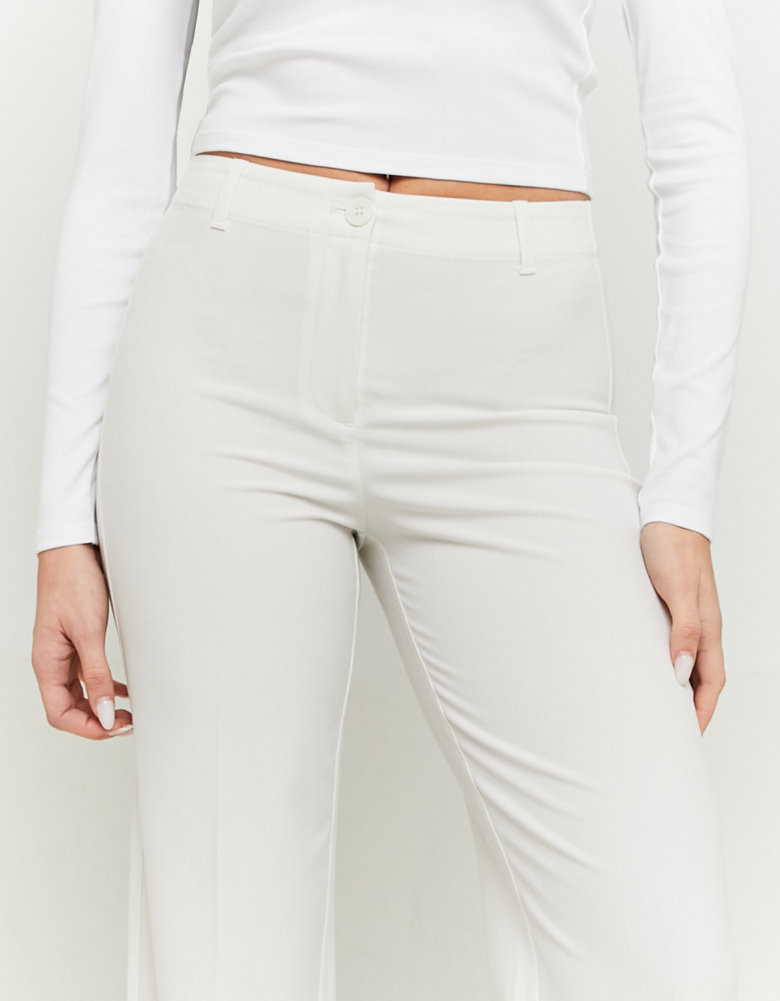 TALLY WEiJL, White Mid Waist Straight Trousers for Women