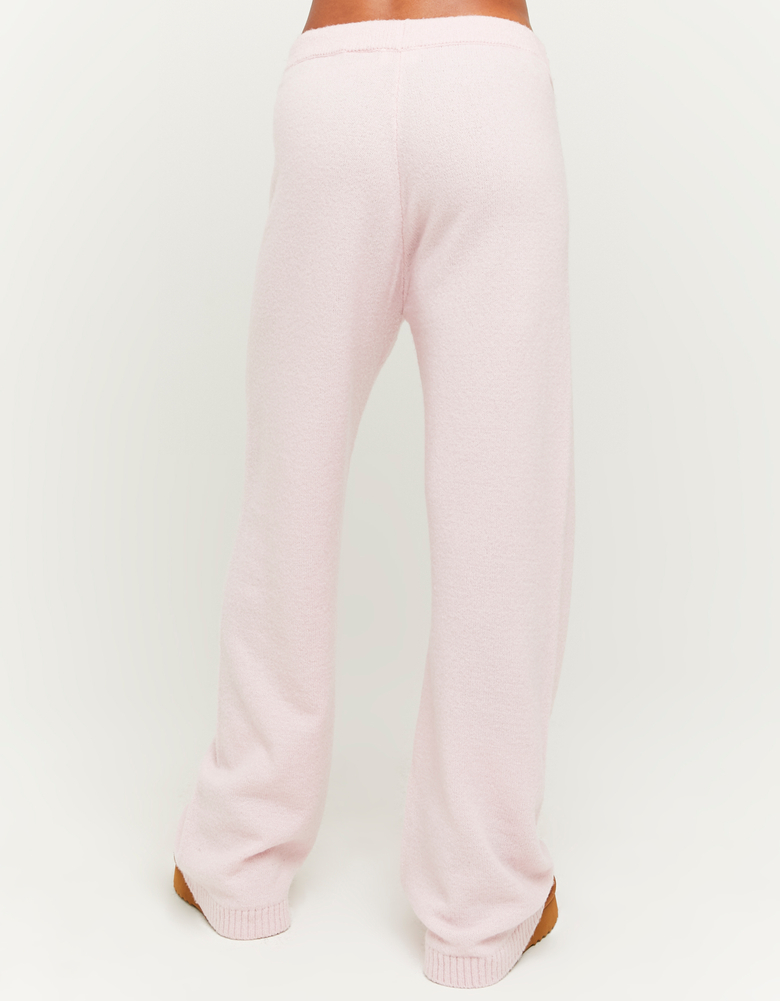 Pantaloni Rosa Flare a Maglia