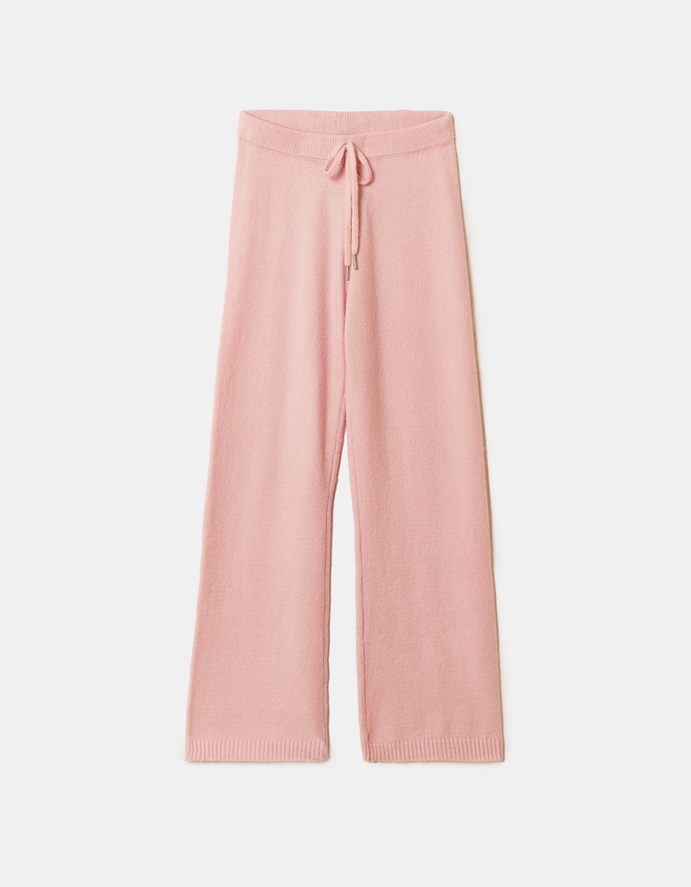 Pantaloni Rosa Flare a Maglia