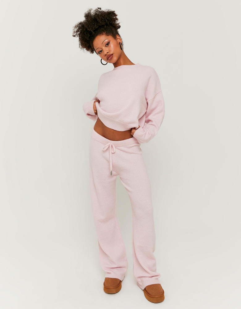 Pantaloni Rosa Flare a Maglia