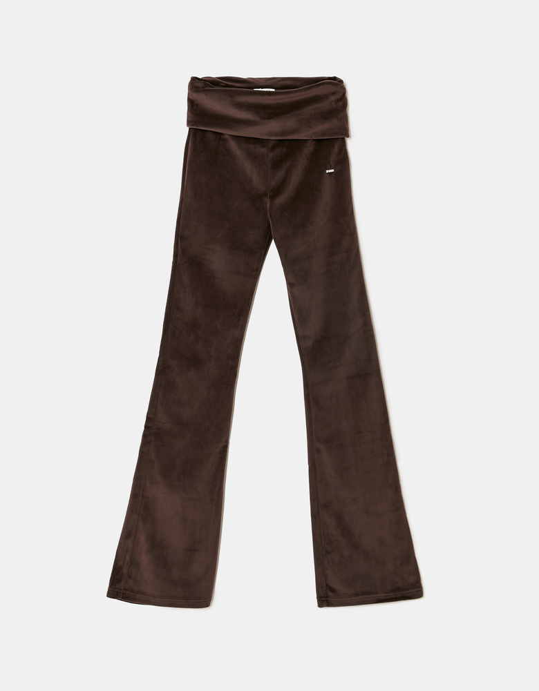 TALLY WEiJL, Brown Velvet Mid Waist Jogger for Women