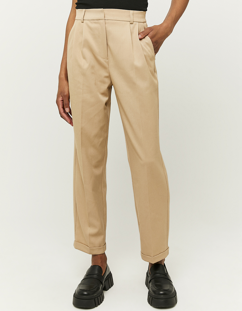 Pantalon Cigarette Taille Haute Beige | TALLY WEiJL