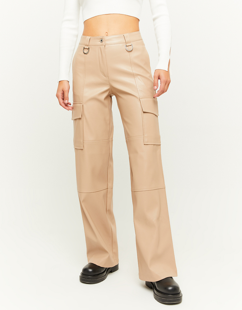 Braune Wide Leg Hose aus Kunstleder | TALLY WEiJL