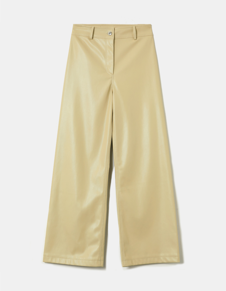 Pantalon Large Similicuir Beige | TALLY WEiJL